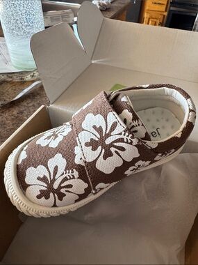 Brown Floral Kids Slip-On Shoe